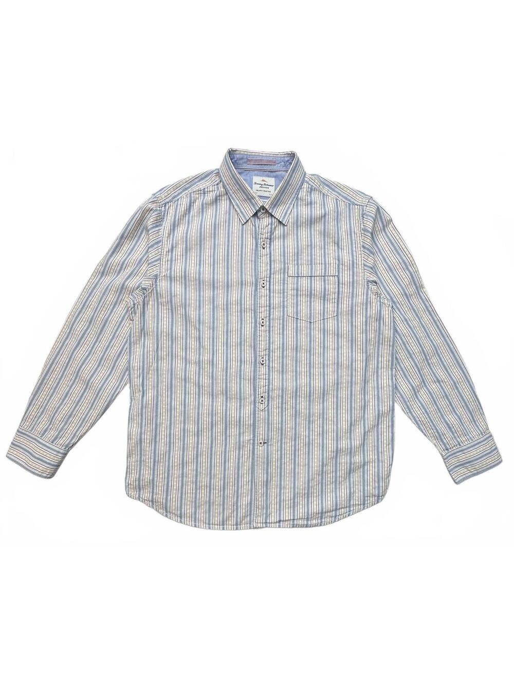 Tommy Bahama Jeans Men's Long Sleeve Striped Button-Up Shirt Size Large Cotton